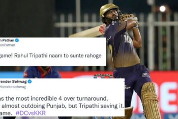 IPL 2021: Twitter reactions – Rahul Tripathi takes KKR to the final with a much-needed six in last over