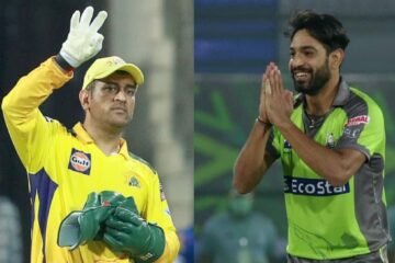 Pakistan’s Haris Rauf receives an MS Dhoni signed “7” jersey; see pics
