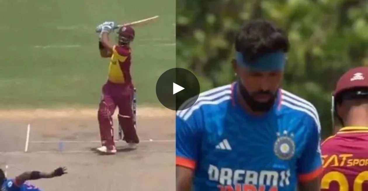 WI vs IND [WATCH]: Nicholas Pooran’s barrage of sixes leaves Hardik Pandya stunned in the series decider