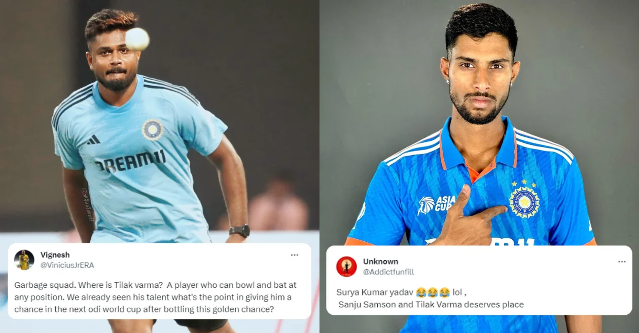 ‘Garbage squad’ – Fans react to Sanju Samson and Tilak Varma’s exclusion from India squad for ODI World Cup 2023