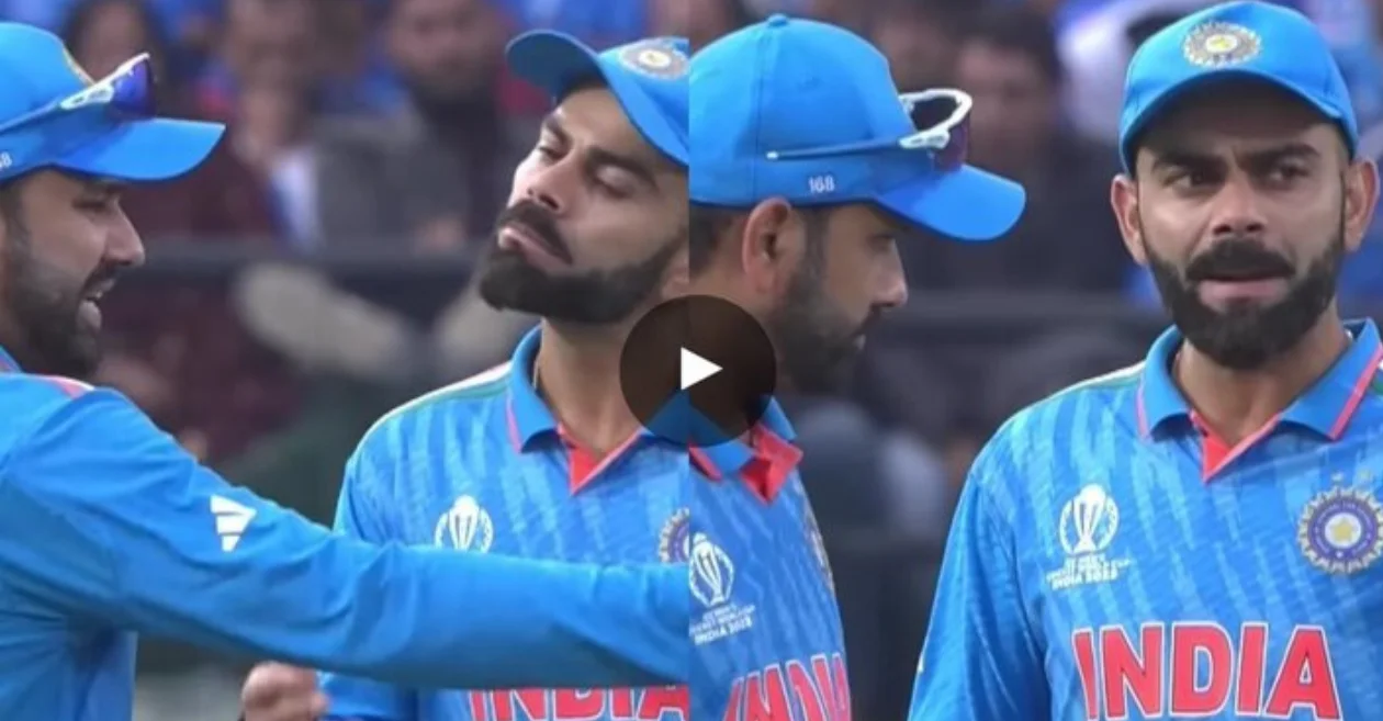 World Cup 2023 [WATCH]: Rohit Sharma and Virat Kohli indulge in an animated chat during IND vs NZ clash