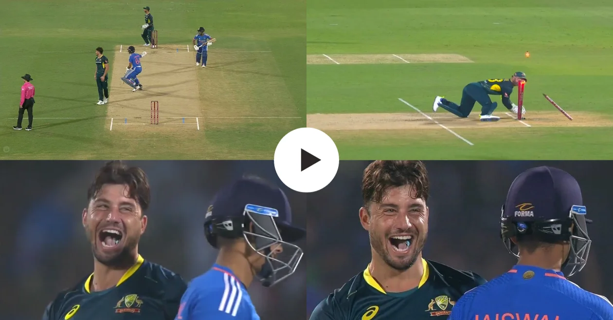 WATCH: Marcus Stoinis mocks Yashasvi Jaiswal with a devilish laugh after Ruturaj Gaikwad’s run-out during IND vs AUS 1st T20I