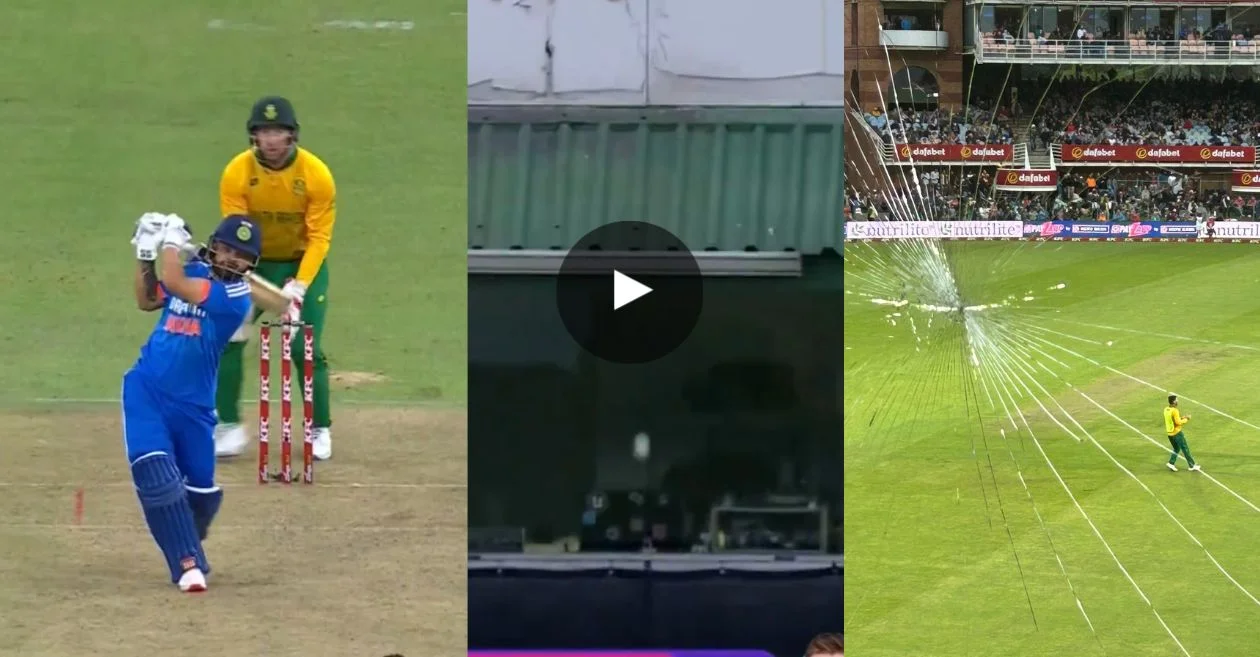 WATCH: Rinku Singh shatters media box glass with a massive six during SA vs IND 2nd T20I