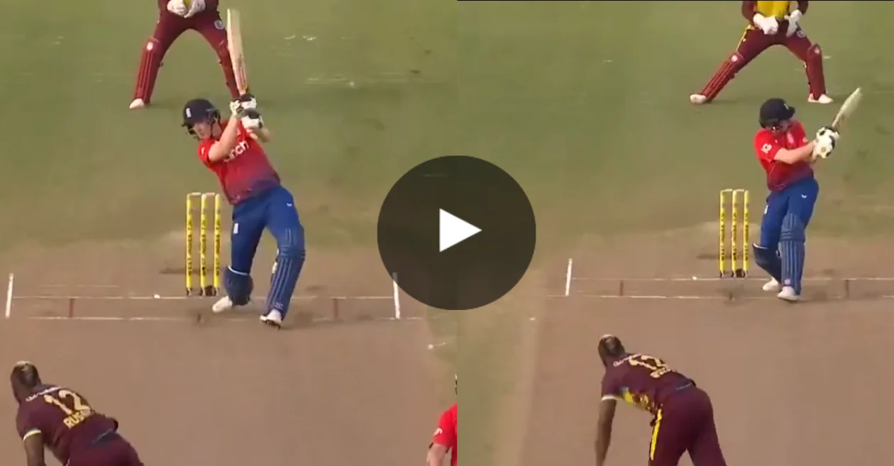 WATCH: Harry Brook smashes 24 runs in Andre Russell’s last over to seal the game for England