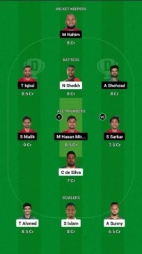 DD vs FBA Dream11 Team