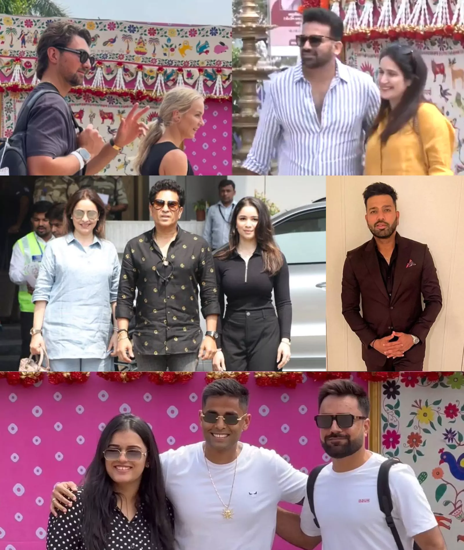 Tim David, Zaheer Khan, Sagarikha Ghatge, Anjali, Sachin, Sara Tendulkar, Rohit Sharma Suryakumar Yadav, Rashid Khan